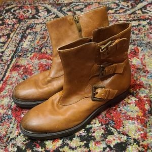 Enzo Angiolini Elliot Buckle Bootie Cognac Leather